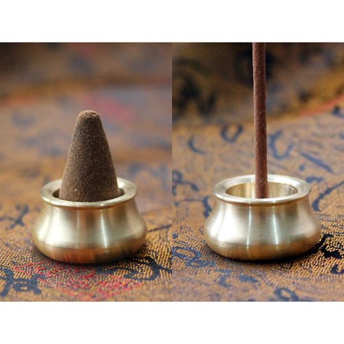 Acxico 3Pcs Mini Dual-Purpose Copper Incense Cone Stick Burner Plate Holder Censer Tower Bowl Home Decoration