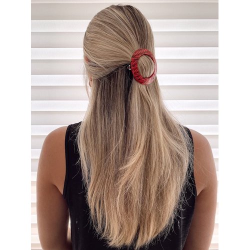 Camila Paris CP2513 French Hair Barrette Clip for Girls, Round Handmade, Victory Red, Strong Hold Grip Hair Clips for Women, No Slip and Durable Styling Girls Hair Accessories, Made in France