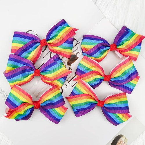 Gay Pride Day Rainbow Hair Bow Rainbow Hair Clips LGBTQ Hair Claws Rainbow Hair Pins for Kids Girls Candy Hair Accessories for Women Girls Rainbow Accessories for Party