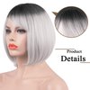 SOFEIYAN Short Straight Bob Wigs with Bangs 11 inch Synthetic Daily Party Cosplay Hair Wig for Black Women, Grey