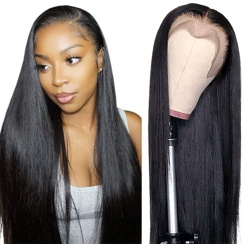 Lace Front Wigs Human Hair Straight 13x4 HD Transparent Lace Frontal Human Hair Wig Pre Plucked 150% Density Brazilian Virgin Glueless Human Hair Wigs with Baby Hair for Women(Natural Color, 16inch)
