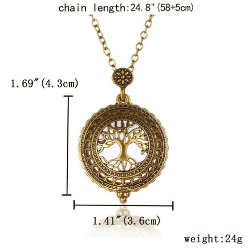Sherry Magnifiers 5X Antique Hanging Magnifier Hollow Out Necklace Pendant Map Reading Magnifying Glass (Gold 02)