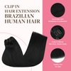 GOO GOO Clip in Hair Extensions Real Human Hair, 22inch 150g 9Pcs, 1 Jet black, Remy Human Hair Extensions Clip ins for Women, Natural Human Hair