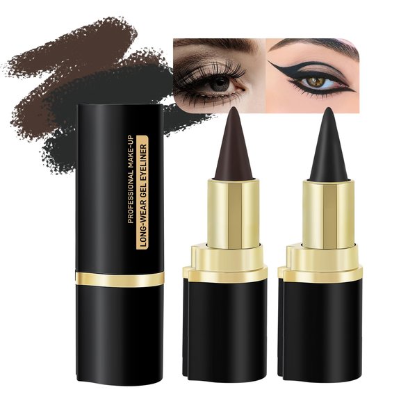 Lucoss Black Brown Gel Eyeliner Pencil, Eyeliner Pencil Waterproof Smudge Proof Eyeliner Pen Black Face Paint Stick Eye Black Sticks Halloween Makeup Smooth Black Eye liner Pencil for Women