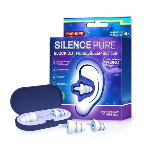 Ear Plugs for Sleeping - Soft Reusable Gel Ear Plugs for Noise Reduction & Focus, 3D Oval Noise Cancelling Design (35dB), Ideal for Side Sleepers - 2 Pairs (S + M/L)