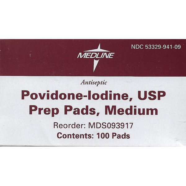 Medline Pad, Prep, Povidone/Iodine, Medium (Pack of 100)