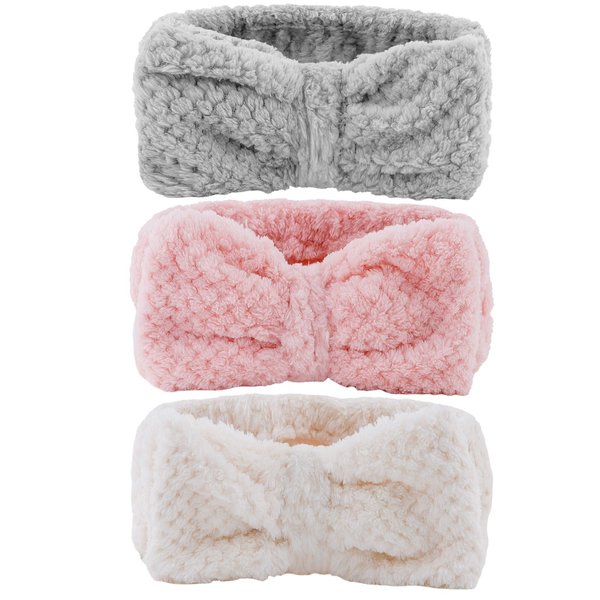 Ondder 3 Pcs Spa Headband Skincare Headbands for Women Makeup Skin Care Face Wash Headband for Washing Face Cute Face Washing Headband Terry Cloth Facial Headband Make Up Headbands for Women Girls