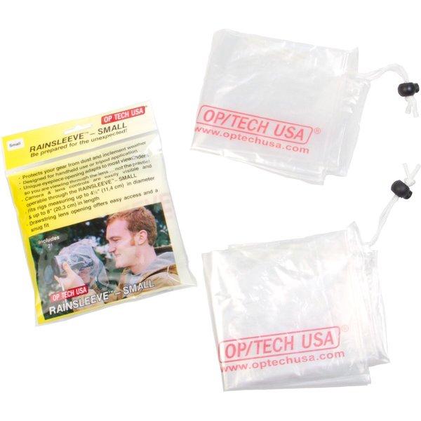 OP/TECH USA Rainsleeve Camera Cover - Small Camera Sleeve Rain Cover - Clear Camera Rain Sleeve with Viewfinder - Camera Rain Cover - 2 Pack