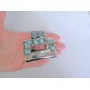 Hair claw clip turquoise blue stones south western design metal rectangle shape