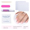 French Tip Press On Nails Short, SHOWMORE Baby Pink White Ombré Acrylic Fake Nails Medium Square Gradient Neutral Glue On Nails False Nails with Design Stick On Nails in 15 Sizes 30 Nail Kit with Glue
