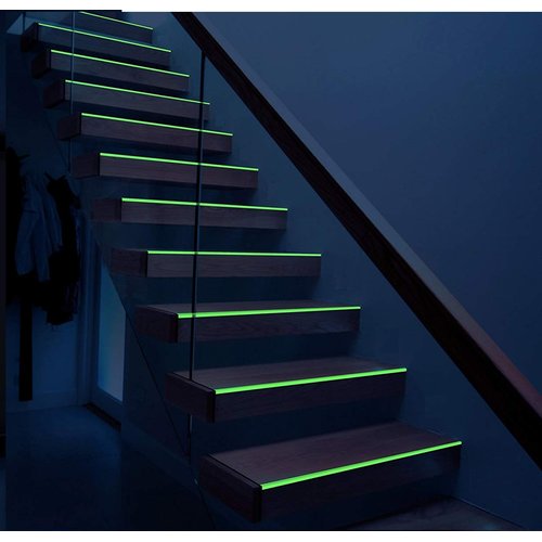 JSITON Glow in The Dark Tape - 33 FT X 0.5 Inch Luminous Photoluminescent/Luminescent Emergency Roll Safety Egress Markers Stairs, Walls, Steps, Exit Sign. Glowing Pro Theatre Stage Floor