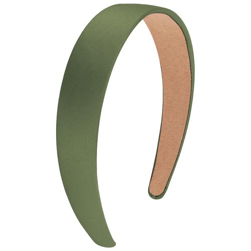 Wecoe Olive Green Headband 1.2 Inch Wide Silk Satin Headband Women Non Slip Fashion Plain Head Band Solid Hair Band DIY Holiday Hair Accessories for Women Girls Diademas Para Mujer Gifts
