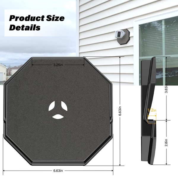 Vinyl Siding Mounting Blocks, Siding Mounting Kit, 130110006001 Octagon Mounting Block, Siding Mounting Plate for 1/2 inch Lap Double and 4 inch Height Siding, Black, 2 Pack