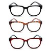 EYE ZOOM Reading Glasses 3 Pack Women Stylish Plastic Frame Readers, Multi-color, +2.00