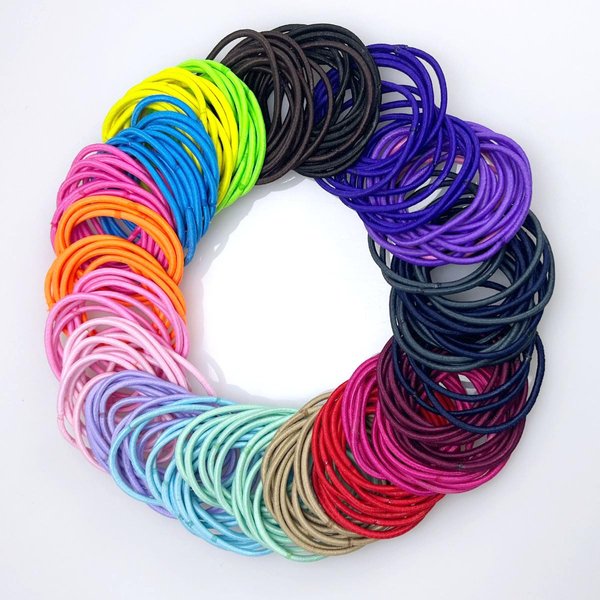 Vibrant Hair Ties Collection - Set of Colorful Elastic Hair Bands for Women and Girls, Fashionable Ponytail Holders and Accessories （200Pcs/2mm）