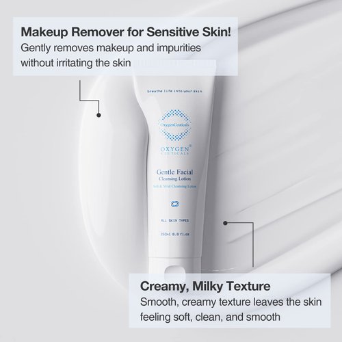 OxygenCeuticals Gentle Facial Cleansing Lotion, Milky Cleansing Cream to Remove Makeup and Oils, for Sensitive Skin (250ml)