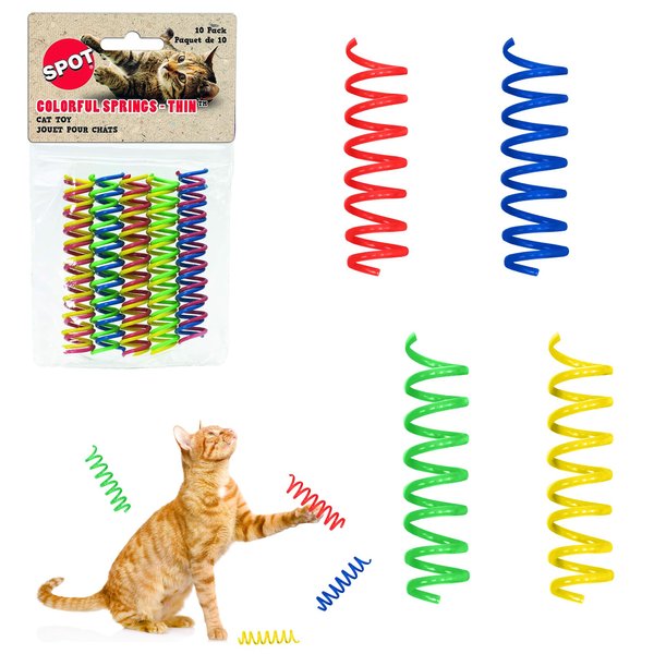 Ethical Thin Colorful Springs Cat Toy, 10-Pack, Medium Breeds