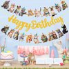 Cat Birthday Banner Decorations Kitten Birthday Party Decorations Supplies Gold Glitter Cat Happy Birthday Banner Decorations for Pet Kitten Theme Birthday Party Bunting Decorations Supplies