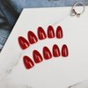 Kikmoya Red Almond Press on Nails Short Reusable False Nails Full Cover Fake Nails Kit Stick on Nails Tips for Women in 15 Sizes -30pcs
