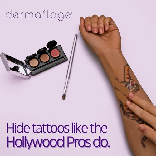 Dermaflage Tattoo Cover Up Bruise Full Coverage Concealer - Waterproof, Smudge & Sweat Proof Body Concealer Cream Palette Pro SFX - 3 Color Shades for Scars, Acne (Tan)