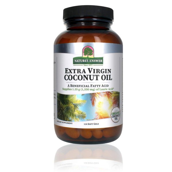 Nature's Answer Extra Virgin Coconut Oil Softgels Organic Coconut Oil Multi-Purpose Non-GMO Ideal for For Hair Skin Body Moisturizer Gluten Free Paleo Friendly (120 Capsules)