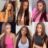 Dark Brown Straight Bundles Human Hair Color 4 Straight Bundles Hair Light Brown Straight Bundles 24 24 24 inch Double Weft Brazilian Remy Hair Extensions Silky and Soft for Black Women