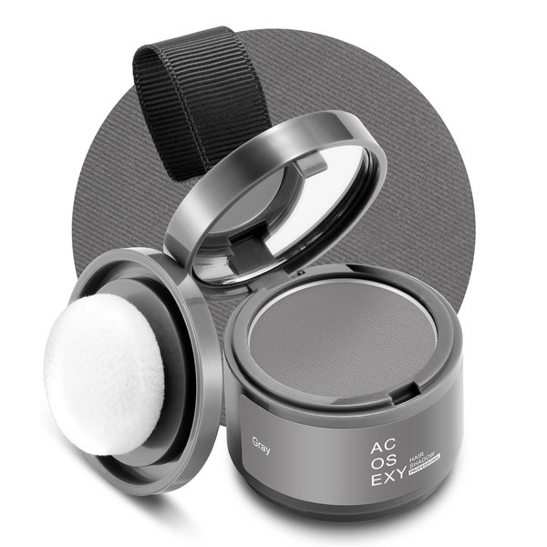Acosexy Root Touch Up Hair Powder, Instantly Root Cover Up Hairline Shadow Powder,Hairline Powder for Women Eyebrows, Gray Hair Coverage Touch Up Hair Powder For Men Beard Line,Bald Spots (Gray)