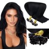 LaaVoo U Tip Hair Extensions Human Hair Jet Black K Tip Hair Extensions Real Human Hair Black Soft Hot Fusion Ktip Human Hair Extensions Black Women K Tip Hair Extensions 1g/1s 16 Inch 50set