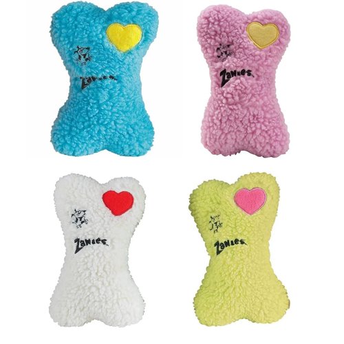 Zanies Embroidered Berber Bones Quality Made Soft Bone Squeaker Toys for Dogs Dog Toy(Full Set - All 4 Toys)