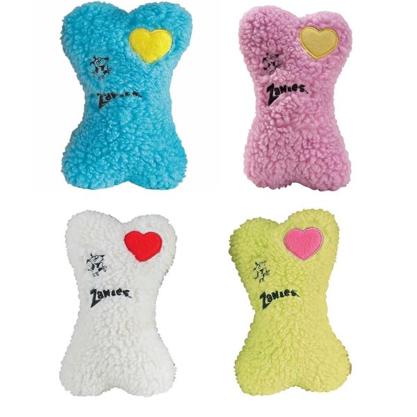 Zanies Embroidered Berber Bones Quality Made Soft Bone Squeaker Toys for Dogs Dog Toy(Full Set - All 4 Toys)