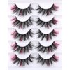 False Eyelashes with Color Deep Pink Color Lashes Fluffy Faux Mink Lashes Cat Eye Dramatic Color Eyelashes Party Long Strip Lashes Pack