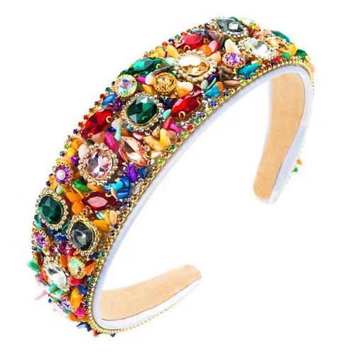 MUQINGWAN Ladies Fashion Headband, Personality Rhinestone Decoration Candy Color Headband Girls Headband Party Headband Accessories Accessories Jewelry… (iridescent)