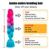 TENGSHUO FLY Ombre Braiding Hair Extensions for Women 3 Packs/24 Inch Braiding Hair Fiber Crochet Hair for Box Braids Senegal Twist Hair Extensions(24" (Pack of 3),peach red to lake blue)