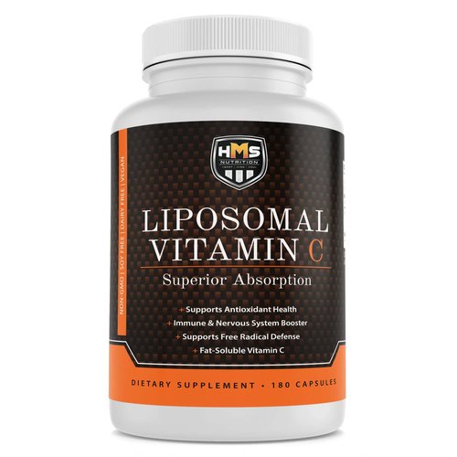 HMS Nutrition Premium 1600mg Liposomal Vitamin C - Fat Soluble - Non-GMO - Soy, Dairy, Gluten Free - 180 Capsules