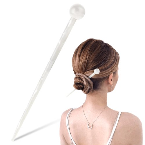 Acetate Hair Sticks, 7.4 Inch Creamy-White Hair Stick for Long Hair, Vintage Hair Sticks for Buns Hair Chopsticks Styling Pin Hairpin Acetate Hair Pin Retro Hairpins Disk for Women Long Hair