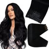 Full Shine Human Hair Clip in Extensions Jet Black Pu Clip in Extensions Real Human Hair Invisible Clip ins for Women Black Hair Natural Hair Extensions Thick Ends 8Pcs 120Grams 14 Inch