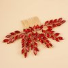 Kercisbeauty Sparkly Red Crytal Bridal Hair Comb Rhinestones Hair Piece for Wedding Brides Bridesmaid Boho Handmade Hair Jewelry Collection (Red)