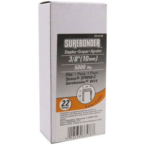 Surebonder 300-38-5M 3/8-Inch 22 Gauge Upholstery Staples, 5000 count