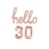 AnnoDeel Hello 30 Banner Foil Balloons, 32inch Rose Gold one-piece Letter Mylar Balloonss for Thirty Birthday Celebration Party Decor