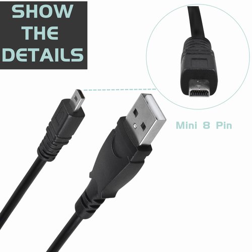 SLLEA 3.3ft USB Mini-8pin PC Charger + Data SYNC Cable Cord for Sanyo Camera Xacti VPC-E1600TP