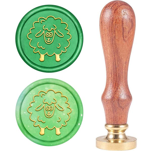 CRASPIRE Wax Seal Stamp Sheep Animal Retro Wood Stamp 25mm Removable Brass Head Wood Handle for Envelope Invitation Wedding Embellishment Gift Card