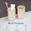 NiHome Toothbrush Holders for Bathrooms 3 Pcs, Plastic Reusable Bathroom Tumbler Toothbrush Cups, 13.5oz Unbreakable Mouthwash Cups Easy to Clean (Cream)