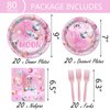118 Pcs Outer Space Girls 2nd Birthday Party Supplies Two The Moon Decorations Tableware Includes Tablecloth Plates Napkins Forks Cups Banner for Pink Space Two Years Old Birthday Party Decorations