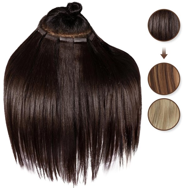 Clytie Sticky Tape in Hair Extensions Human Hair Black Girl, Raw Light Yaki Human Tape in Hair Extensions 20 PCS 16IN, Salon Dyeable Tap in 50g Kinky Straight Seamless Invisible Taping for Thin Hair