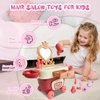 ELEGCOV 58PCS Hair Salon Toys for Girls, Pretend Play Toys Girls Vanity Set with Mirrorr, Kids Beauty Salon Set Includes Fashion Hair & Makeup Accessories, Toddler Makeup kit Girl Birthday Gifts