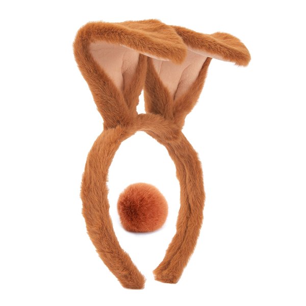 Olivemont Easter bunny ears headband for rabbit pretend play (white)