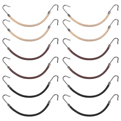 Hotop 15 Pieces Elastic Hook Hair Tie Styling Ponytail Holder Hooks Hair Cord (Black, Brown and Blonde)