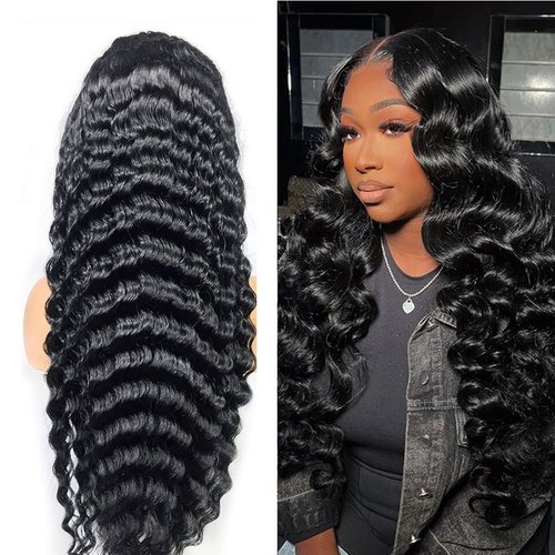 Uesoels 26 Inch Lace Front Wigs Human Hair Loose Deep Wave 13x4 Lace Front Wig Human Hair Pre Plucked with Baby Hair 180 Density Brazilian Virgin Human Hair Wig