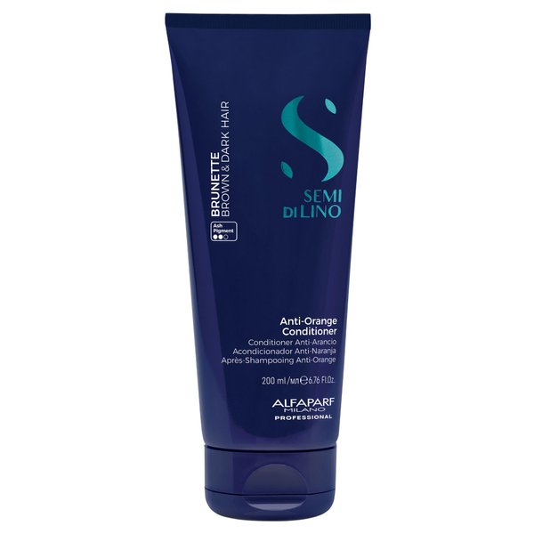 Alfaparf Milano Semi Di Lino Anti Orange Blue Conditioner Brown, Chestnut & Dark Hair - Color Safe Conditioner for Damaged Hair - Sulfate & Paraffin Free (6.76 oz / 200 ml)