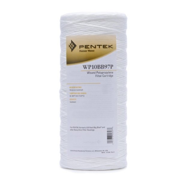 Pentair Pentek WP10BB97P Big Blue Sediment Water Filter, 10-Inch, Whole House Polypropylene String-Wound Filter Cartridge, 10" x 4.5", 10 Micron,White